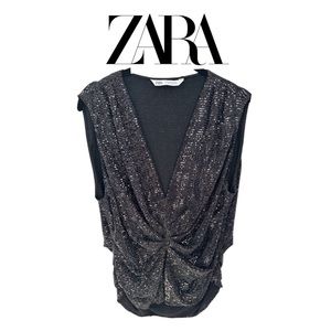 Zara metallic low cut top sz XL
